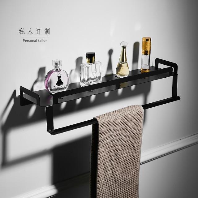 Nordic Towel rack stainless steel bathroom glass shelf paper box Black Matte toilet bathroom hardware accessories set