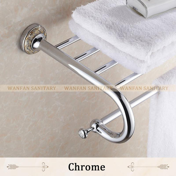 Arrival Fashion Antique Brass Towel Rack Shelf Bathroom Accessories Luxury Bath Towel Holder Toilet St3701