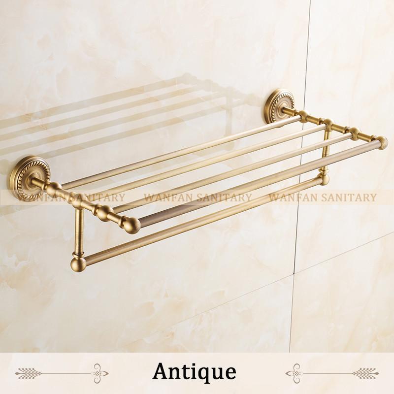 Arrival Bathroom Accessories Classic Antique Bronze/Gold/Black Finish Bathroom Towel Rack Bar Shelf Wall Mounted Hj1312