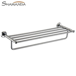 2016 Seconds Kill Bathroom Accessories Solid Chrome Finished DoubleDeck Towel RackBathroom Products Bar50012