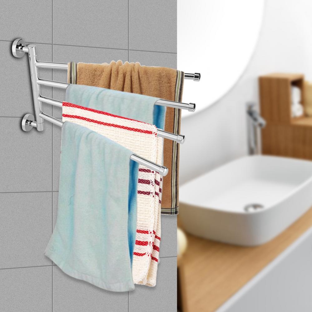 Stainless Steel Towel Holder Rotating Towel Wall Mounted Hanger Hook Organizer Home Bathroom Holder Accessory Towel Rack storage