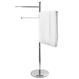 40 Inch Stainless Steel Bathroom  / Kitchen Towel Rack Stand with 3 Swivel Arms