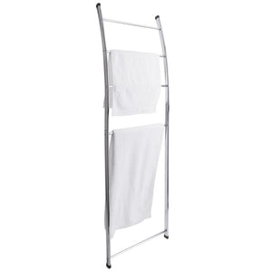 4 Bar Chrome-Plated Bath Towel Ladder, Wall-Leaning Drying Rack Stand
